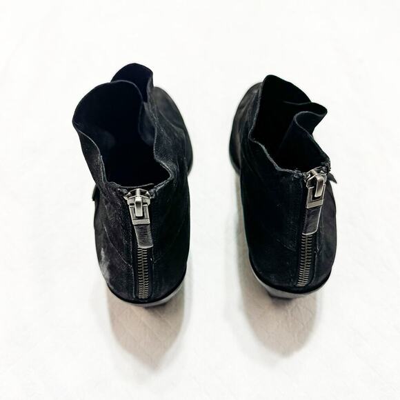 Eileen Fisher Tag Wrapsnap Black Suede Leather Almond Toe Heeled Boots Size 10 - Picture 3 of 6